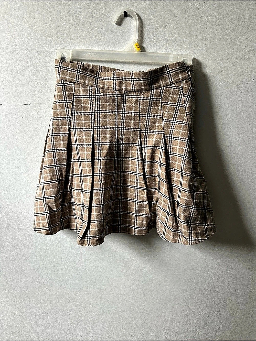 Garage Plaid Skater Skirt Brown & White